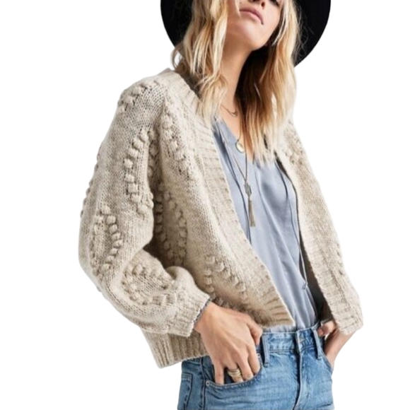 Lucky Brand Sweaters - Lucky Brand Cream Open Bobble Cardigan Acrylic/Wool/Alpaca 2/$24